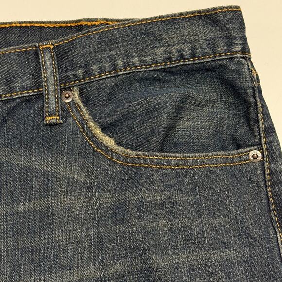 Levis 505 Jeans Mens 40X30 Blue Straight Leg Dark Wash Workwear Casual - Picture 6 of 12